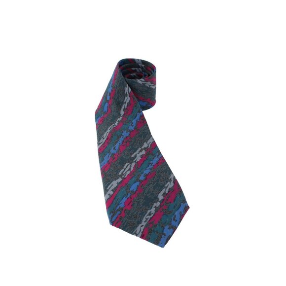 Missoni Tie 58" x  3" Charcoal Gray Magenta Pink Royal Blue Teal 100% Silk Tie - Picture 1 of 7